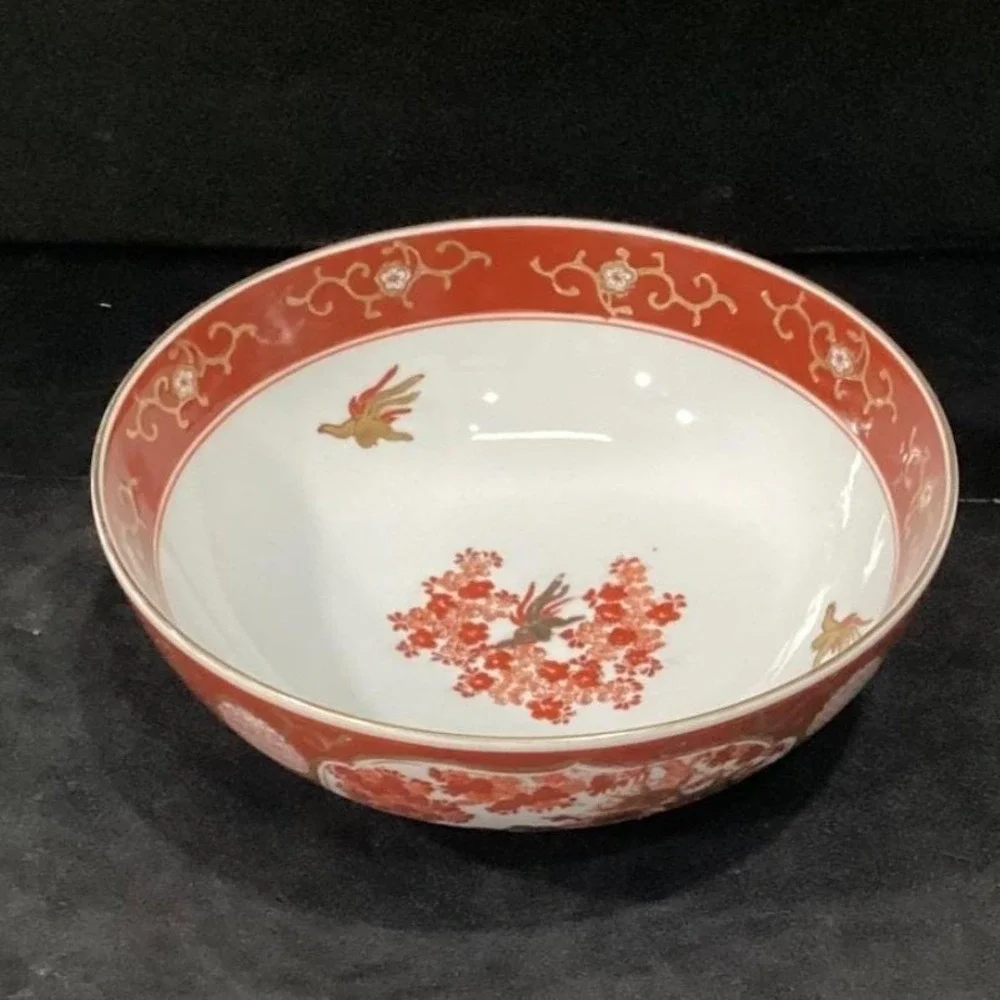 Imari Japan Vegetable Bowl, Vintage Hand Painted Floral &‎ Birds, Serving Dish